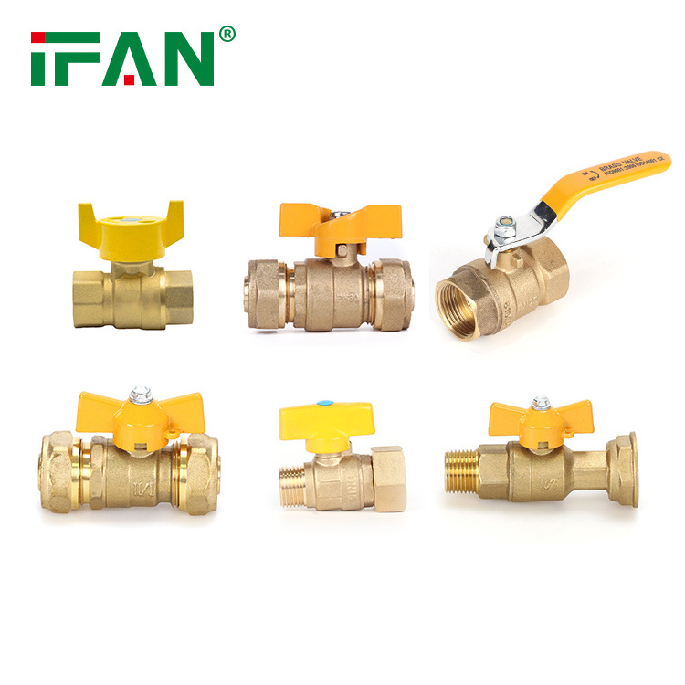 IFAN China Yellow Butterfly Handle Plumbing Fittings Pex Brass Valve Brass Gas Valve