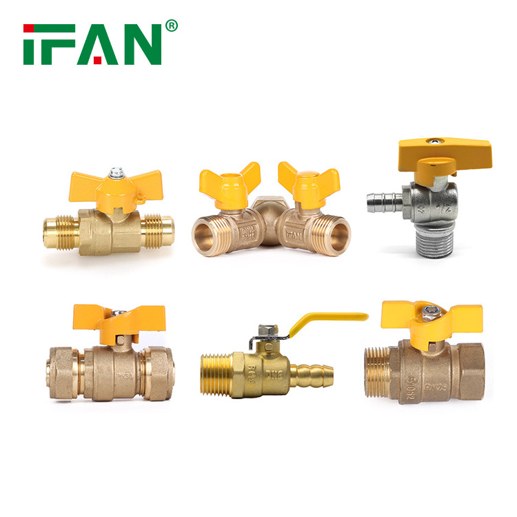 IFAN China Yellow Butterfly Handle Plumbing Fittings Pex Brass Valve Brass Gas Valve