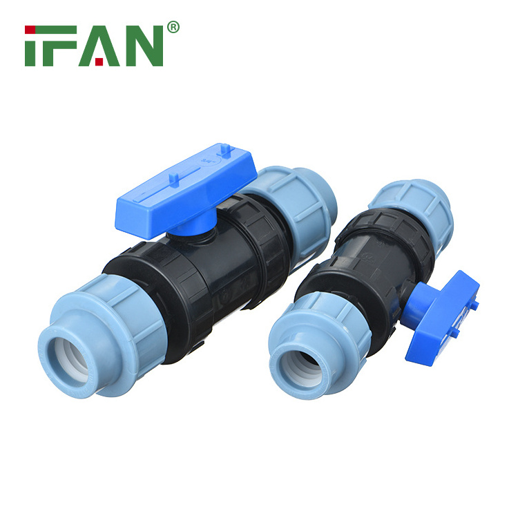 IFAN High Quality Double Union Ball Valve HDPE Materi Prim Plastic Preci Fittings HDPE  Pipe PP Drip Irrigation Valve