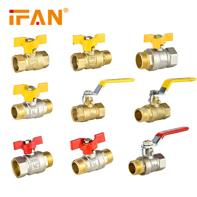 IFAN OEM Forged Red Blue Yellow Butterfly Long Handle Copper Brass Ball Valve for Water Gas Oil