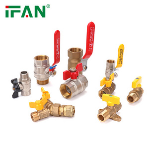 IFAN OEM Forged Red Blue Yellow Butterfly Long Handle Copper Brass Ball Valve for Water Gas Oil