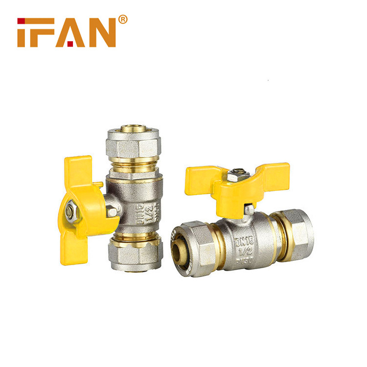 IFAN HVAC Butterfly Handle Water Valve PEX AL PEX Brass Compression Ball Valve