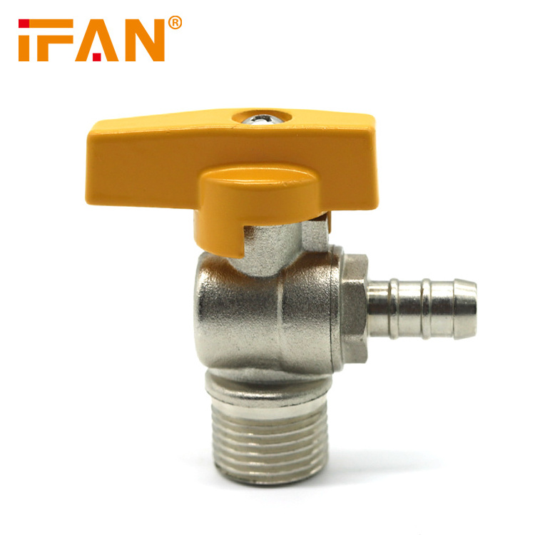 IFAN 1/2 inch nickel-plated body female and male hose thread Brazil Colombia 90 degree angle gas shut off valve