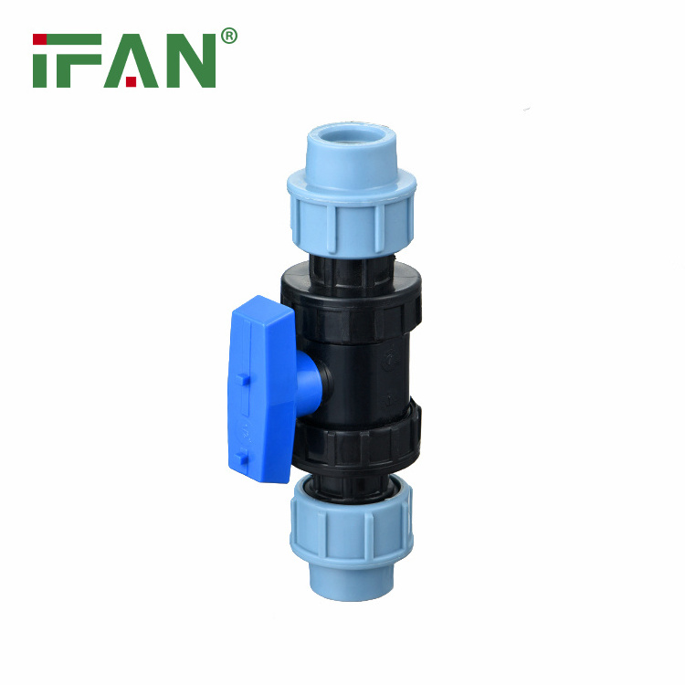 IFAN High Quality Double Union Ball Valve HDPE Materi Prim Plastic Preci Fittings HDPE  Pipe PP Drip Irrigation Valve