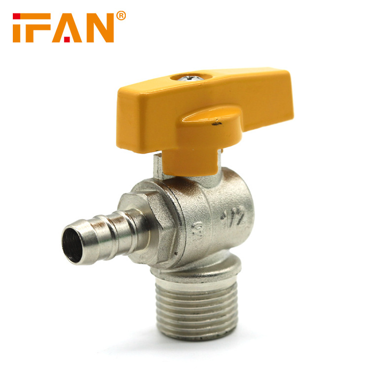 IFAN 1/2 inch nickel-plated body female and male hose thread Brazil Colombia 90 degree angle gas shut off valve