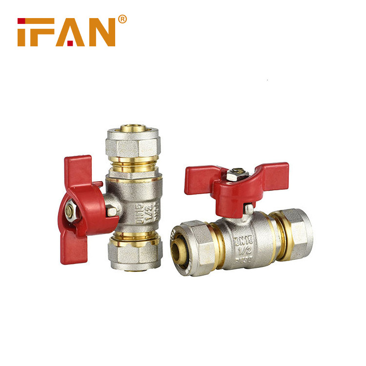 IFAN HVAC Butterfly Handle Water Valve PEX AL PEX Brass Compression Ball Valve