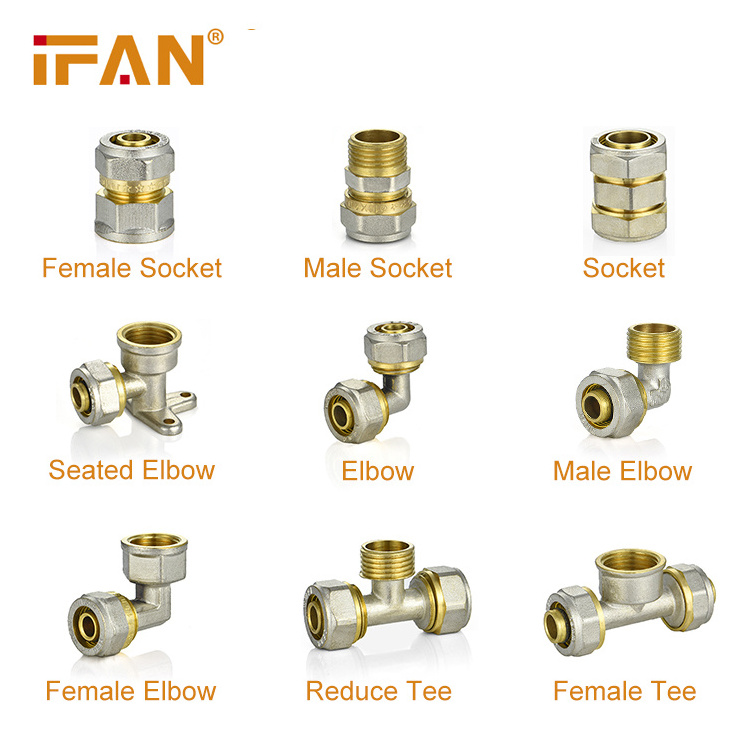 IFAN PEX Compression Brass fitting Wholesale 16mm 20mm Water Tube Plumbing Materials PEX Pipe Water Compression Fitting Brass