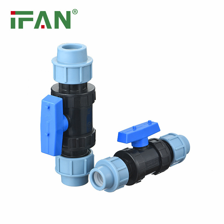 IFAN High Quality Double Union Ball Valve HDPE Materi Prim Plastic Preci Fittings HDPE  Pipe PP Drip Irrigation Valve