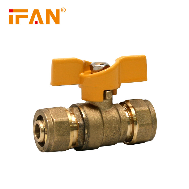 IFAN HVAC Butterfly Handle Water Valve PEX AL PEX Brass Compression Ball Valve