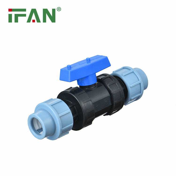 IFAN High Quality Double Union Ball Valve HDPE Materi Prim Plastic Preci Fittings HDPE  Pipe PP Drip Irrigation Valve