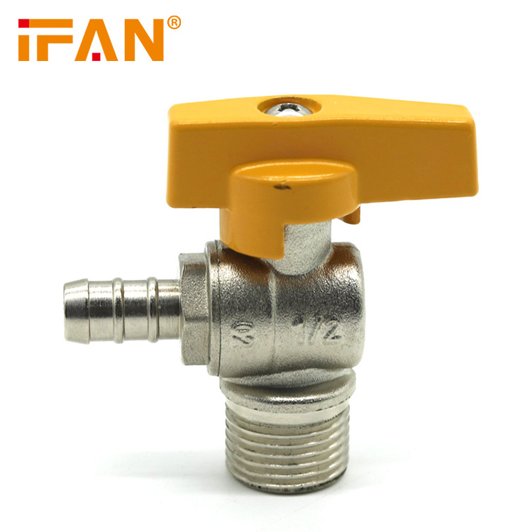 IFAN 1/2 inch nickel-plated body female and male hose thread Brazil Colombia 90 degree angle gas shut off valve