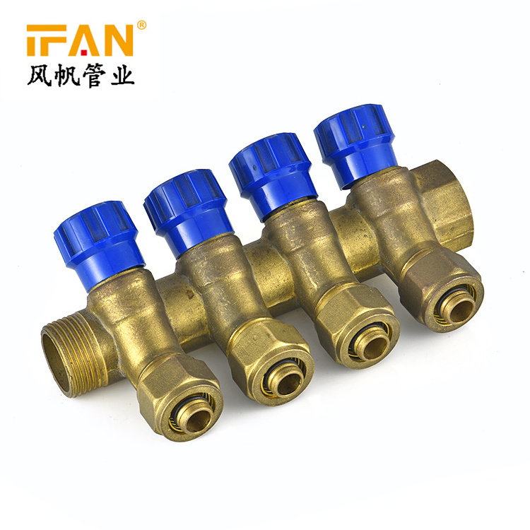 High Quality 58-3 Brass material 2-6ways floor heating manifold water manifold valve pex manifold