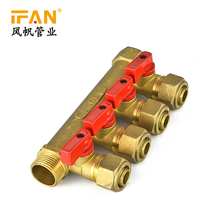 High Quality 58-3 Brass material 2-6ways floor heating manifold water manifold valve pex manifold