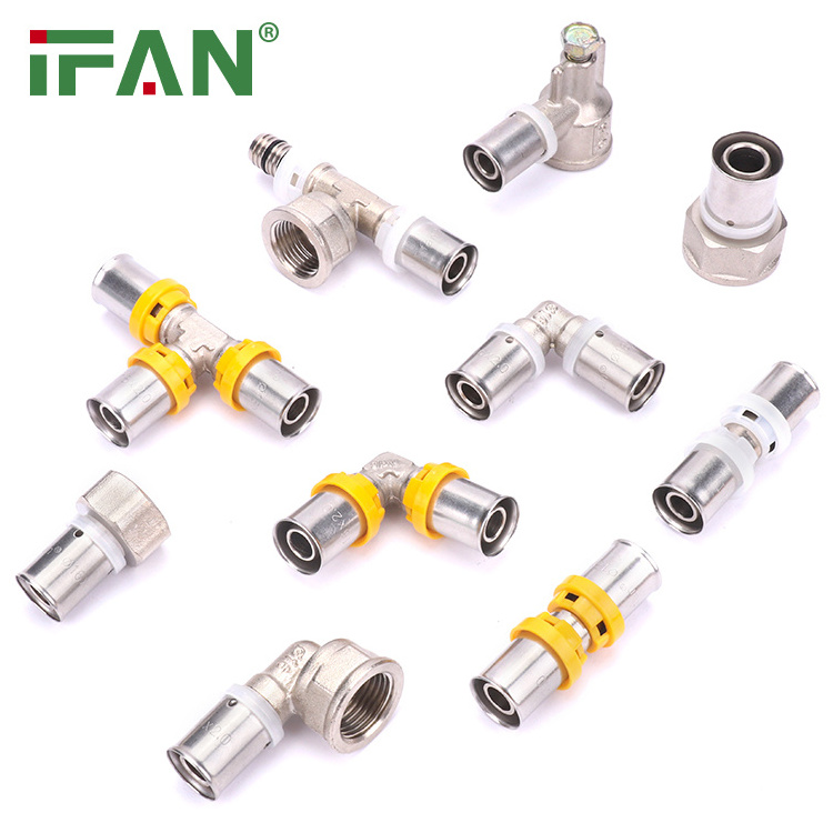 IFAN Wholesale Pex Tube Gas Fittings Plumbing Water Connector 16-32mm Brass Press Fitting