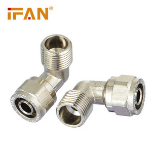 IFAN Wholesale Custom PN16 PEX Compression Fitting Sliver Color Brass Compression Fitting Elbow