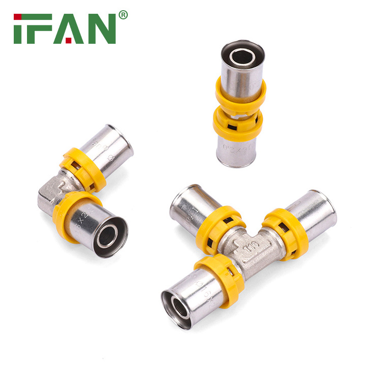 IFAN Wholesale Pex Tube Gas Fittings Plumbing Water Connector 16-32mm Brass Press Fitting