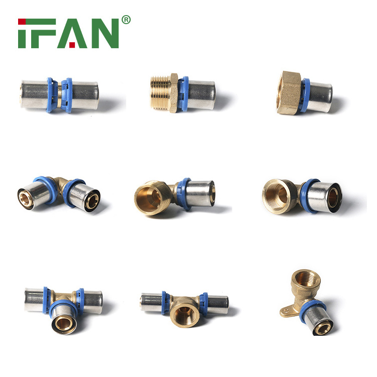 IFAN Factory Supply 16-32mm Brass Press Fittings Plumbing Pex Fittings Tube Connector Pressfitting Pex Al Pex Press Fittings