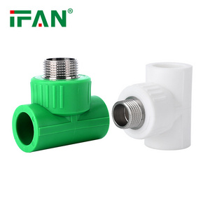 Ifan Wholesale PPR Fittings 20-63mm Brass Male Thread Plastic PPR Tee 1/2 PPR Pipe Fitting