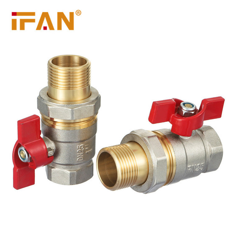 Ifan Manufacturer PEX Brass Valve 1/2 3/4 Inch Male Thread Brass Ball Valve For PEX Al PEX Pipe