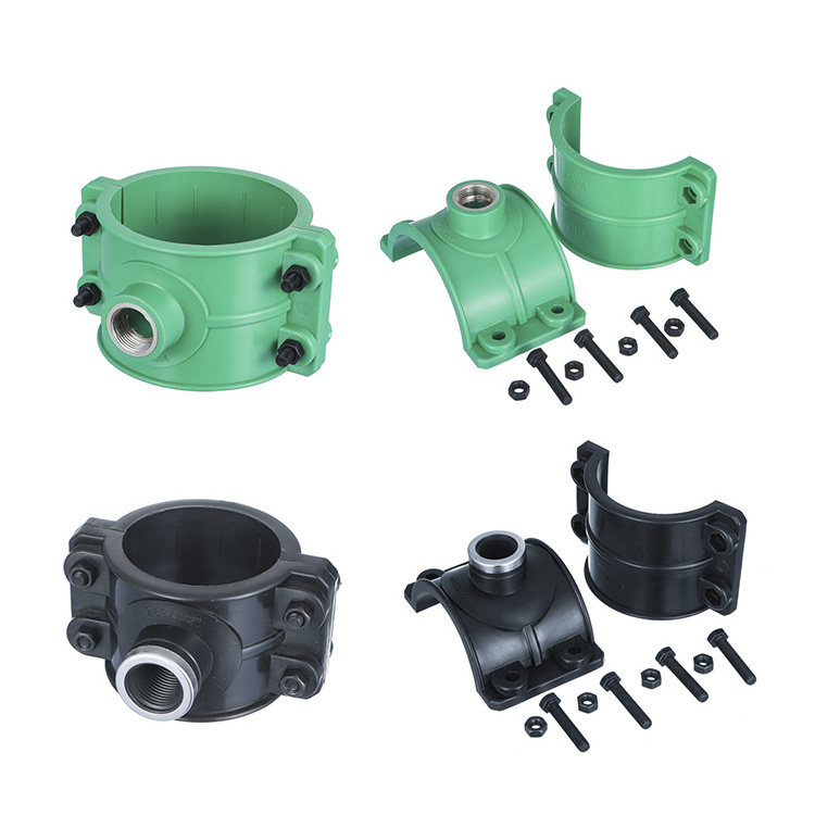 Hot Sale Farm Irrigation Systems Saddle Clamps HDPE PE PP Compression Fitting Saddle Clamp For Pe Pipe