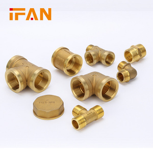 IFAN Brass Fittings Plumbing Material Gas Hose Nipple Cap Tee Socket Brass Threaded Brass Pipe Fittings