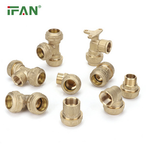 IFAN Factory Custom HDPE PP Pumping Compression Fittings Brass Compression Forging Pe Brass Pipe Connector Fitting For Pe Pipe