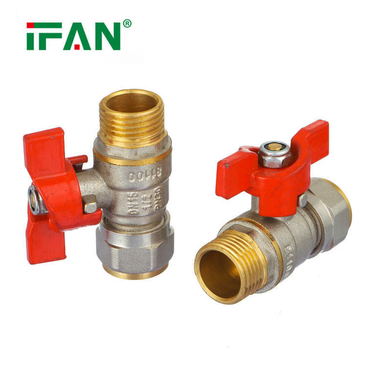 IFAN Factory Pex Ball Valve Brass 1/2inch Brass Core Butterfly Handle Brass Valve For Pex Tube