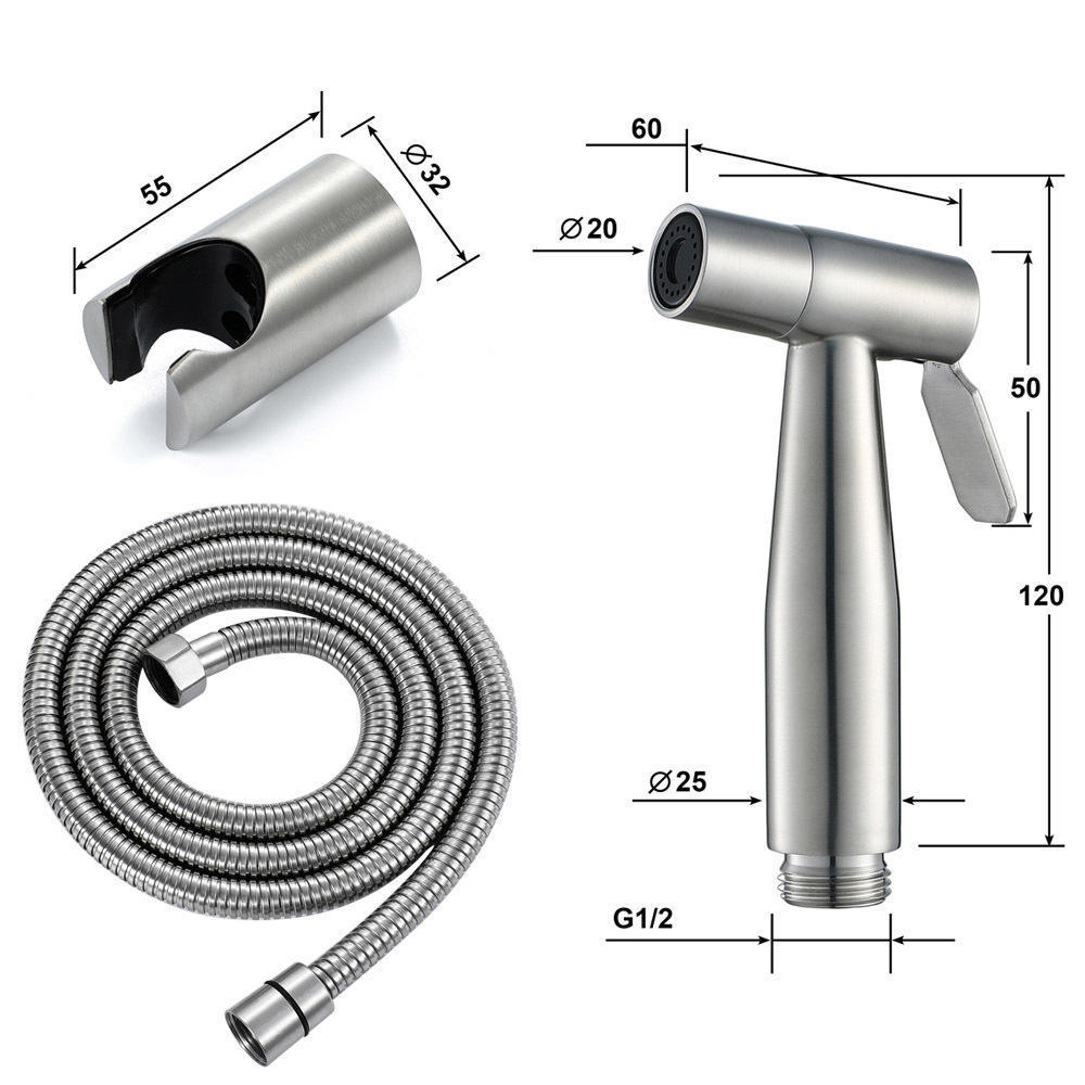 IFAN Handheld Bidet Sprayer Toilet Stainless Steel Adjustable Pressure Bidet Faucet Diaper Sprayer Set with Hose Attachment