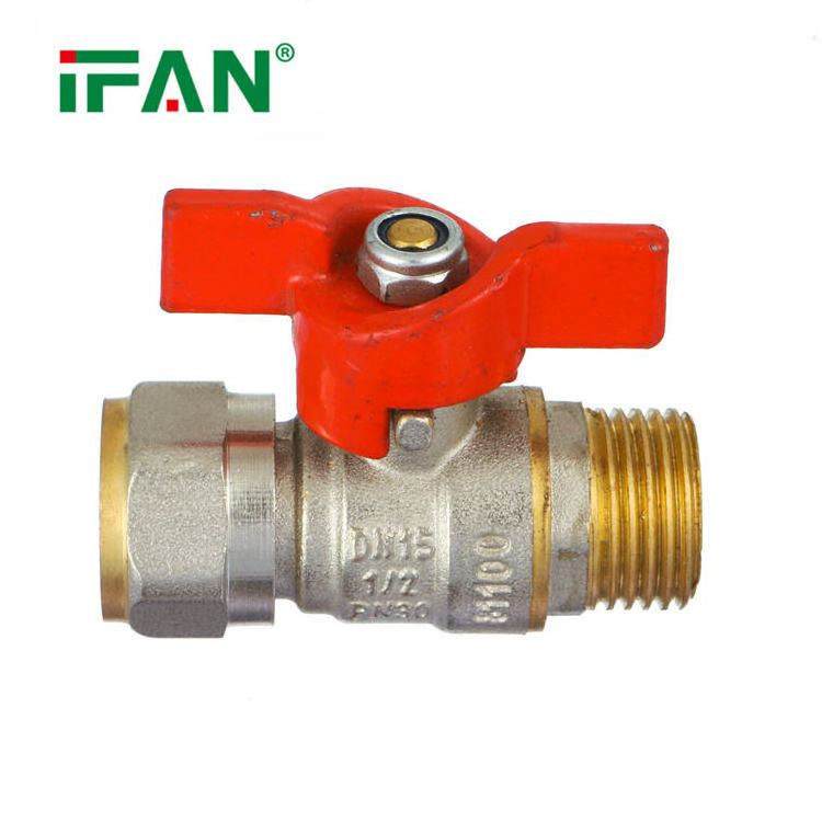 IFAN Factory Pex Ball Valve Brass 1/2inch Brass Core Butterfly Handle Brass Valve For Pex Tube