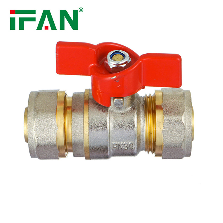 IFAN Equal Shape PEX Compression Fittings 16-25MM Iron Core PEX Brass Ball Valve