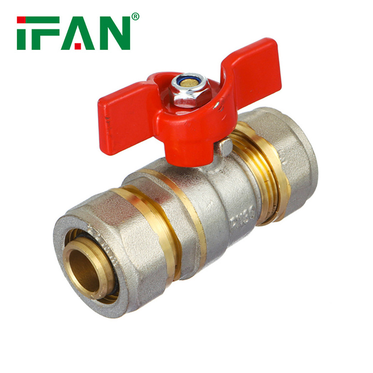 IFAN Equal Shape PEX Compression Fittings 16-25MM Iron Core PEX Brass Ball Valve