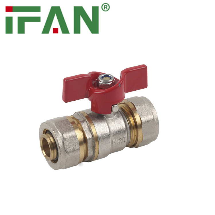 IFAN Factory Price Custom Ball Valve Red Butterfly Handle 16-25mm Size Pex Ball Valve