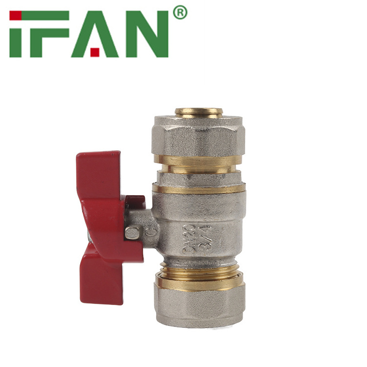 IFAN Factory Price Custom Ball Valve Red Butterfly Handle 16-25mm Size Pex Ball Valve