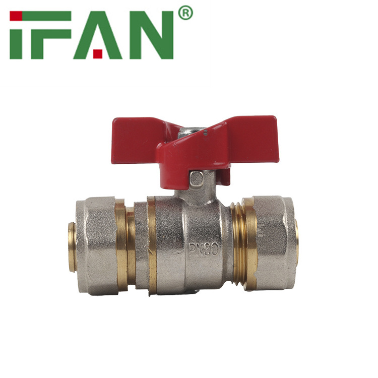 IFAN Factory Price Custom Ball Valve Red Butterfly Handle 16-25mm Size Pex Ball Valve