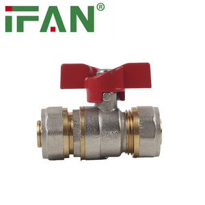 IFAN Factory Price Custom Ball Valve Red Butterfly Handle 16-25mm Size Pex Ball Valve