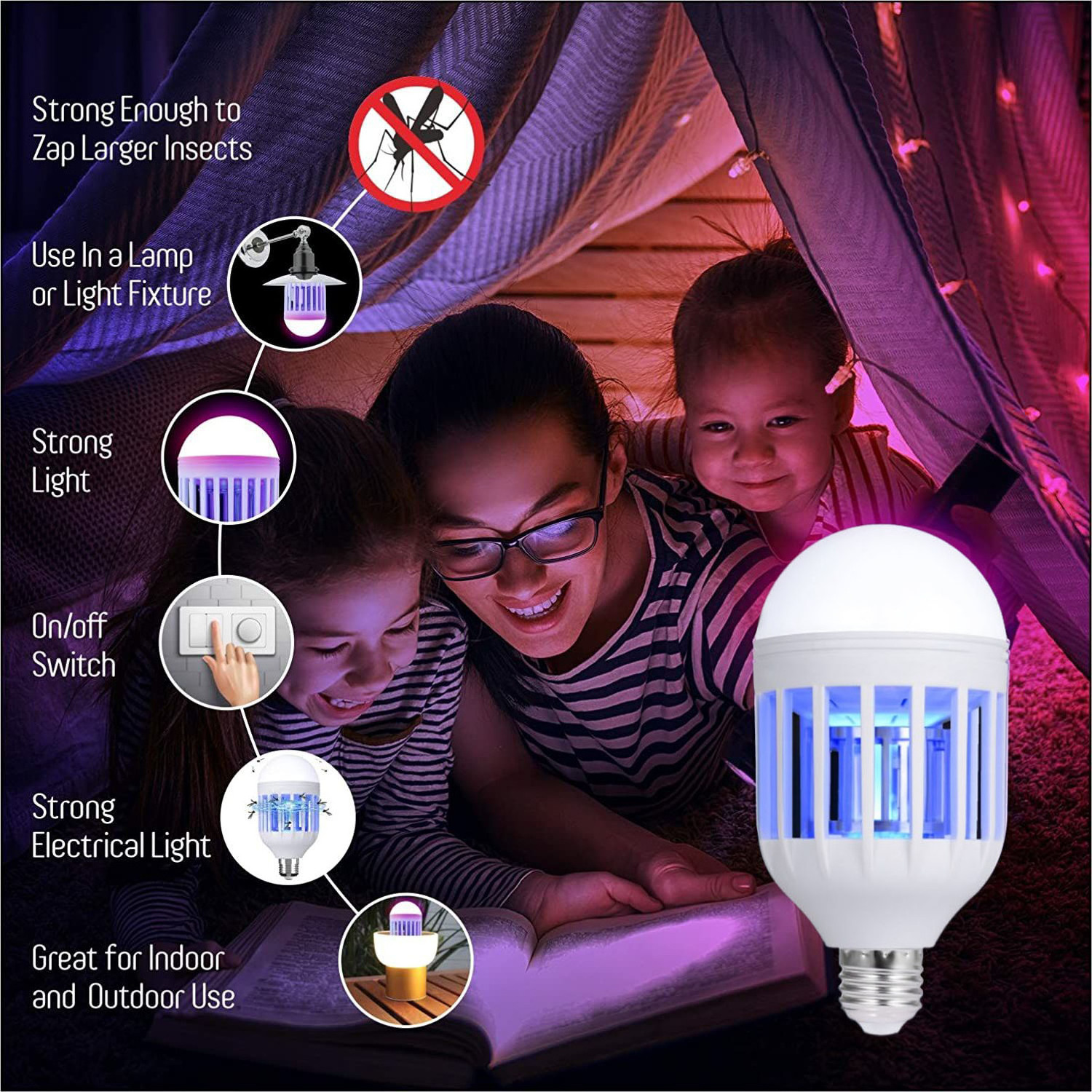 Electronic 2 in 1 Mosquito Killer Lamp Insect Fly Trap Bug Zapper 110V E27 Pest Attractant Trap Light Bulb