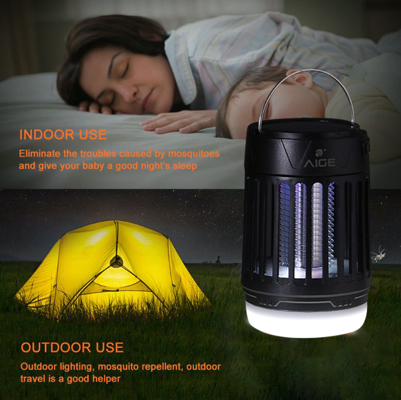 Factory Supply Portable Camping Rechargeable Solar Camping Lantern Bug Zapper Camping Mosquito Light Insect Repeller