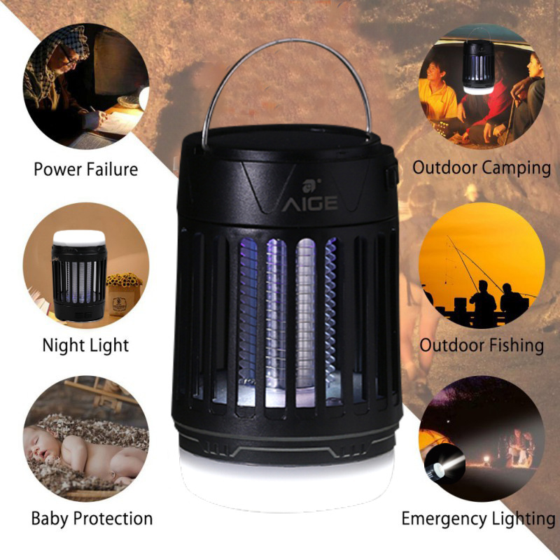 Camping Light Rechargeable Insect Zapper LED Tent Lantern Bug Zapper Function USB Charging Solar Mosquito Killer For Lawns