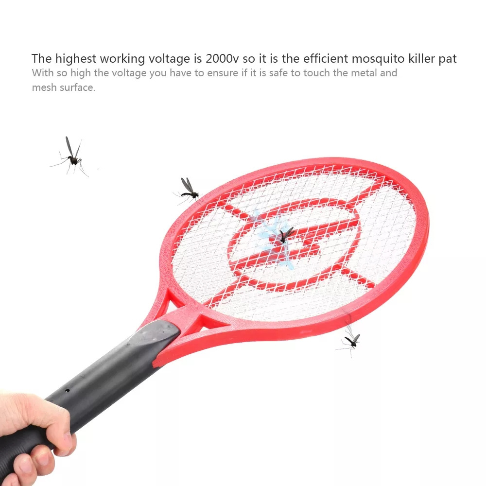 Battery Operated Indoor Outdoor Three Layer Net Handheld Pest Control Fly Mosquito Swatter Bug Zapper Racket