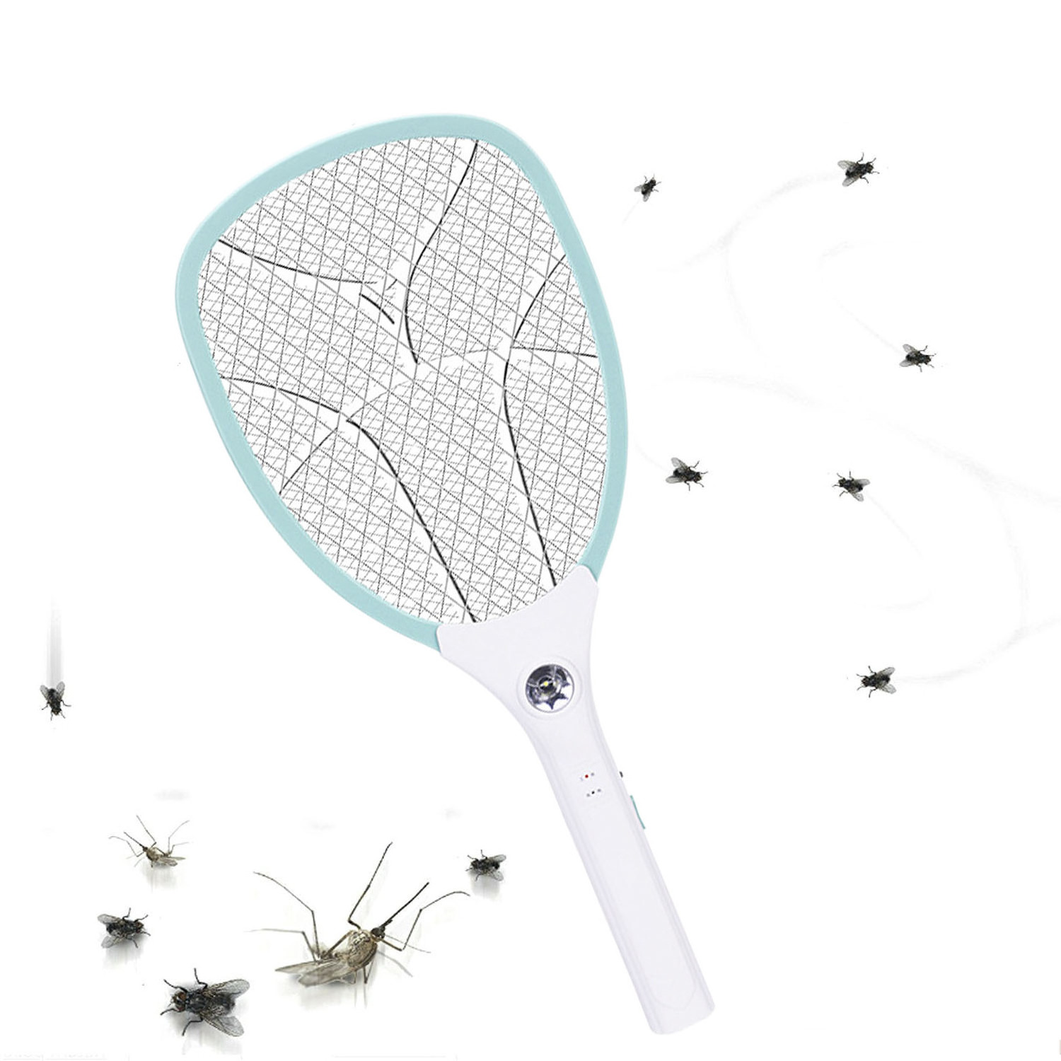 Indoor Outdoor USB Rechargeable 3000 Volts Bug Zapper Killer Electric Fly Swatter Mosquito Racket