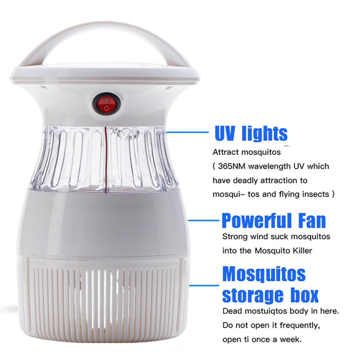 Indoor Electric Mosquito Killer Lamp with UV LED Light Electronic Fly Insect Trap With Suction Fan for Home