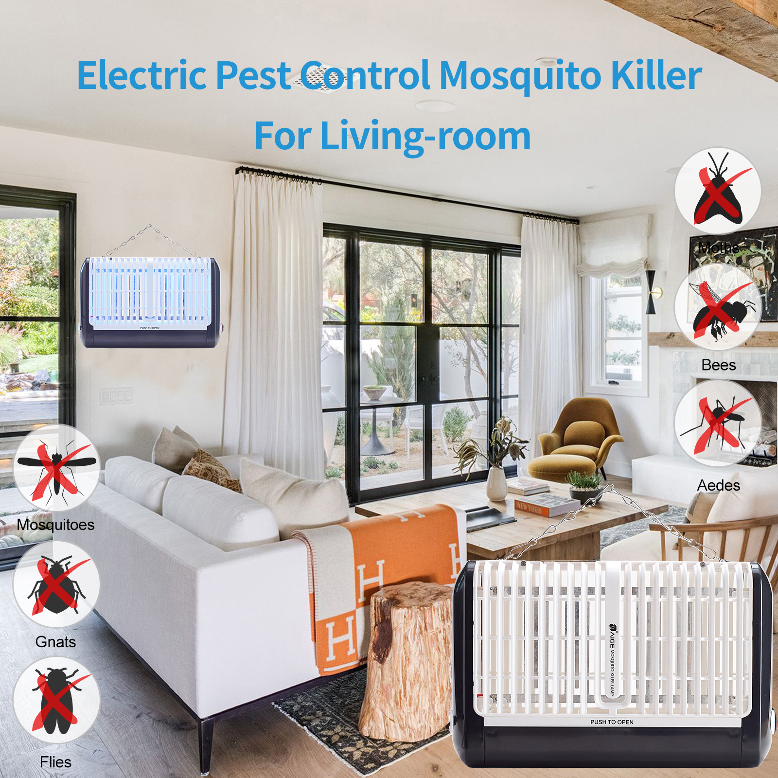 Indoor Use Plug-in Hanging Insect Trap for Mosquito Moth Fly Killer Electric Bug Zapper Electronic Mosquito Killer Lamp