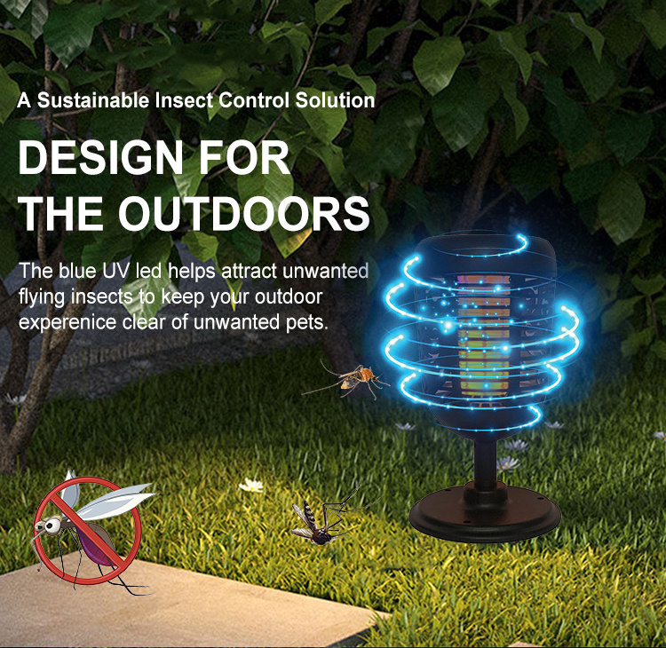 Outdoor Rechargeable Insect Killer Torch Solar 3 in 1 with Flickering Flame Bug Zapper and Lantern Mosquito Killer Lamp