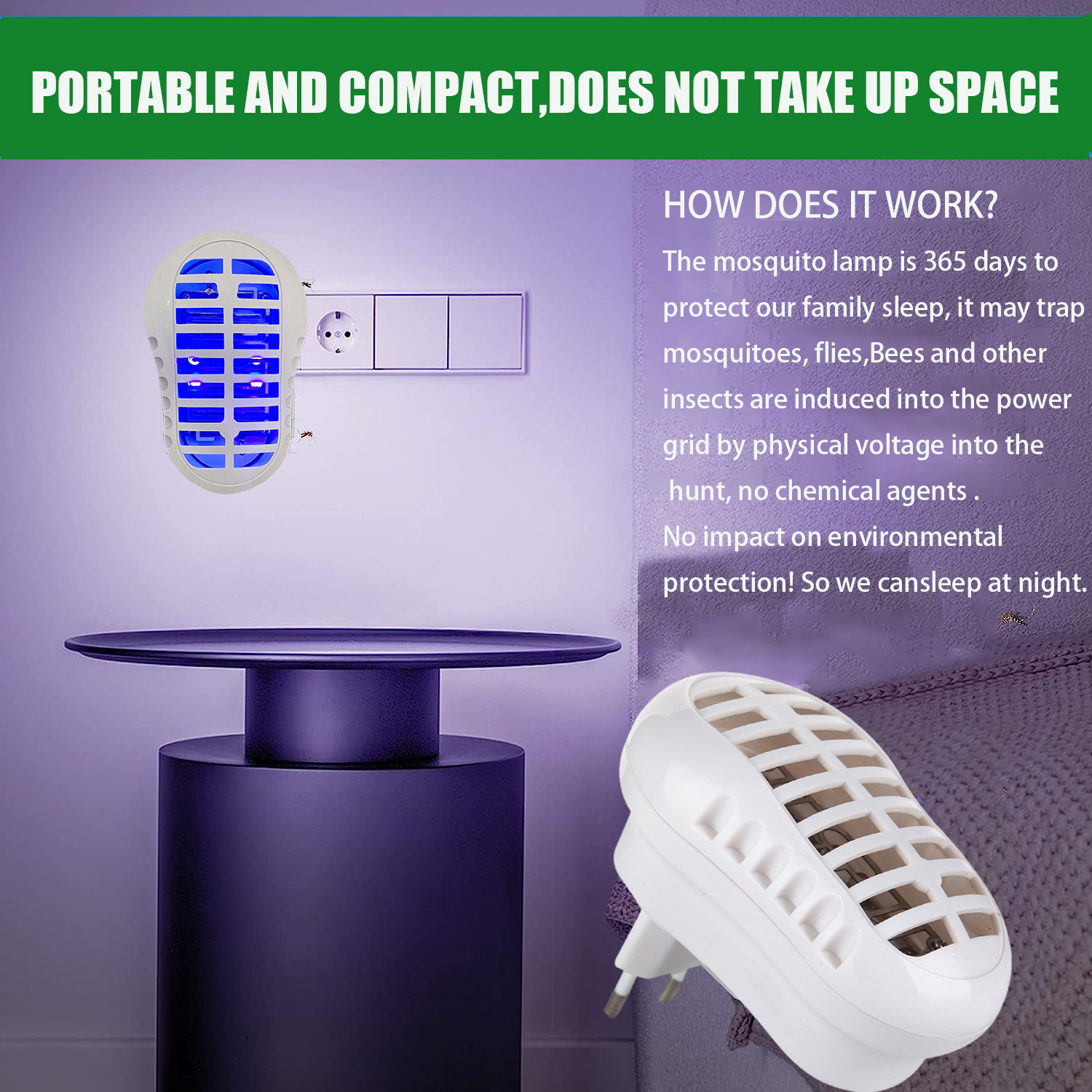 Chemical Free Pest Control Insect Killer Catcher Electronic Gnat Fly Trap Zapper Plug In Electric Mosquito Lamp