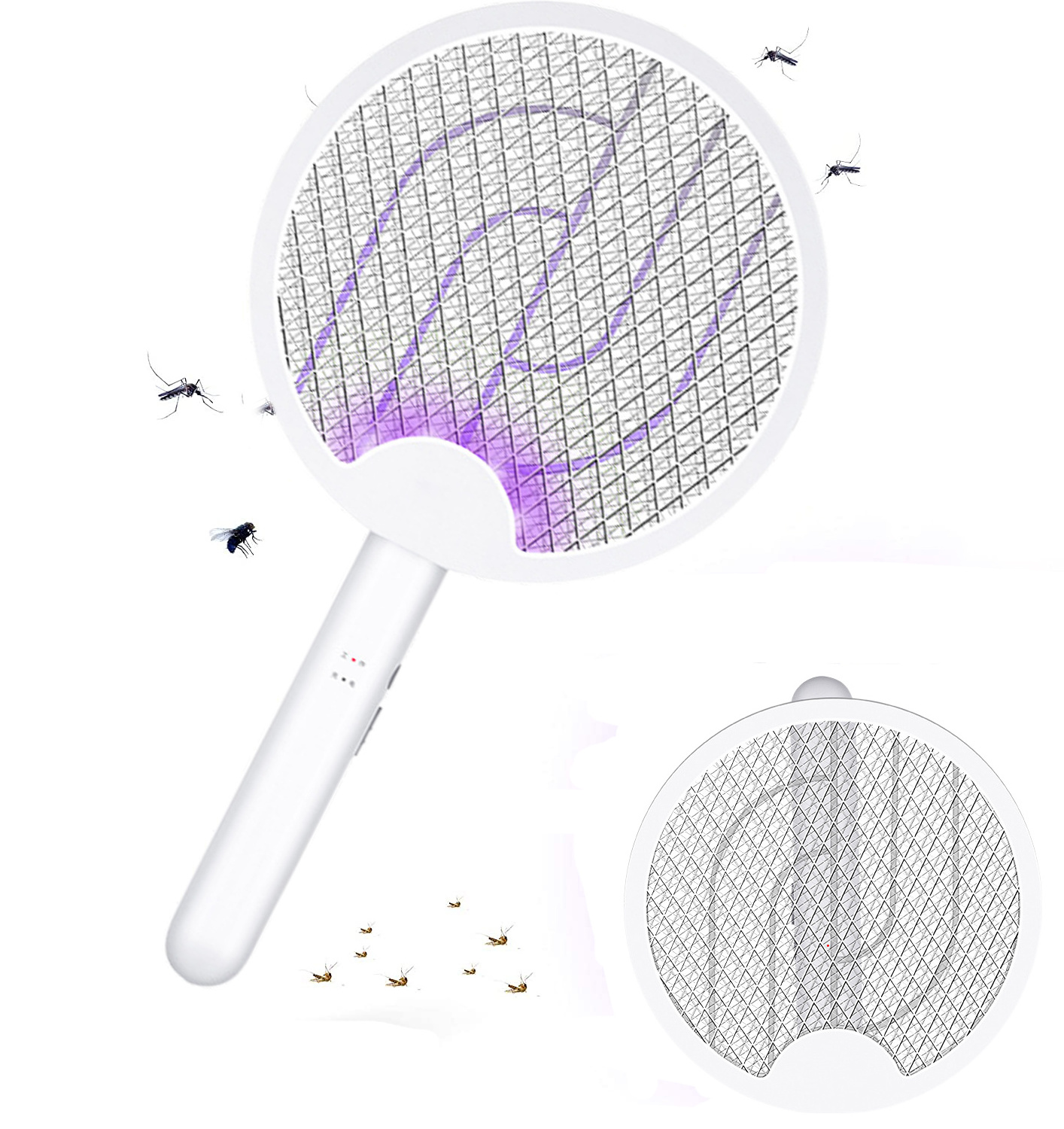 180 Degree Rotatable Handle Mosquitoes Trap Lamp Racket USB Rechargeable Electric Fly Swatter for Home and Outdoor