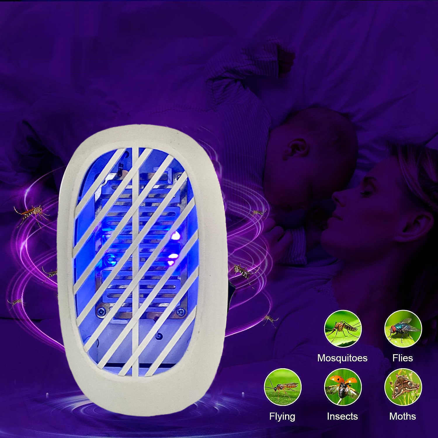 Indoor Use Plug In Small Mosquito and Gnat Trap Killer Lamp Electric Anti Mosquito Killer Lamp Led Bug Zapper