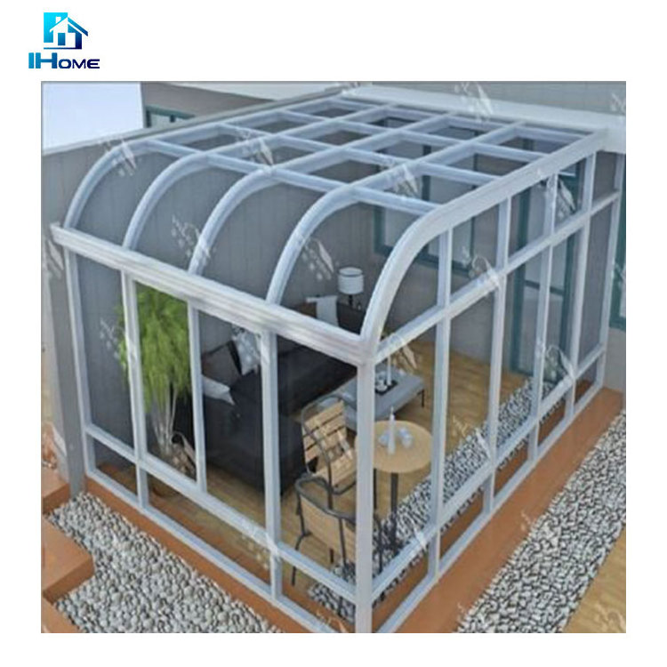 Sun Shades Roof Outdoor Retractable Roof Greenhouses Waterproof Veranda Sunroom Glass House Sunroom