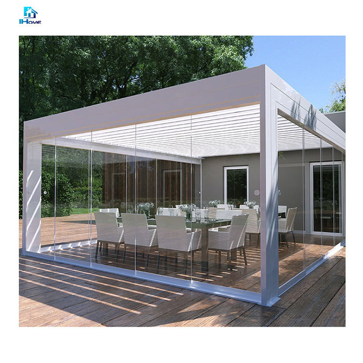 Customized Aluminum Louvre Motorized Pergola And Gazebos Outdoor Waterproof