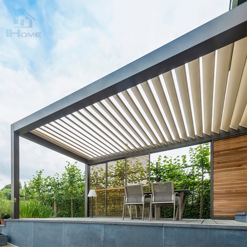 Electric louver gazebo that can be used as a pergola restaurant