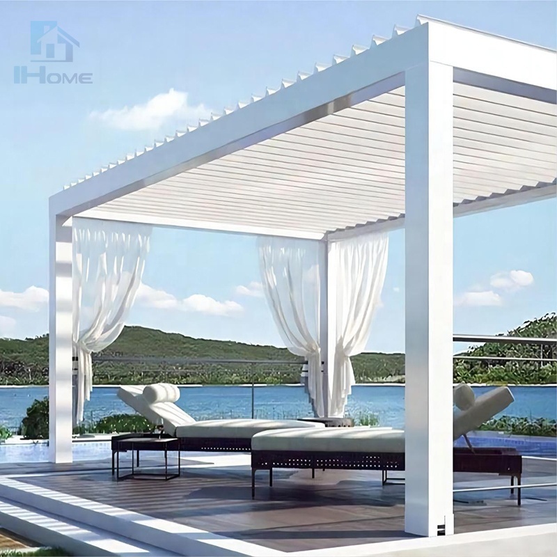 Electric louver gazebo that can be used as a pergola restaurant